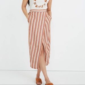 Madewell Pull-On Wrap Midi Skirt in Stripe